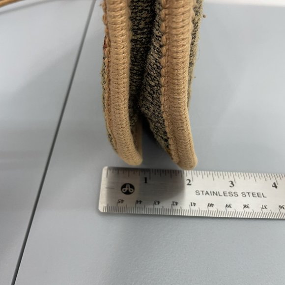 Vintage Carpet Bags Of America Shoulder Purse Zip Top Knit Boho Birds Tan Beige - Picture 14 of 16